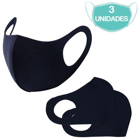 Imagem de Máscaras Não Descartáveis Neoprene Azul Marinho Unissex 3un