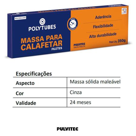 Massa Para Calafetar Em Filetes Cinza 350g (5 Unidades) - Pulvitec Imagem de Massa Para Calafetar Em Filetes Cinza 350g (5 Unidades) - Pulvitec