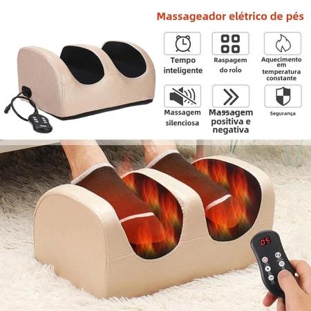 Imagem de Massageador Elétrico de Pernas e Pés Shiatsu com Aquecimento e Infravermelho - Rolo de Amassar