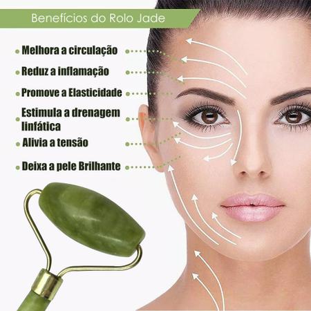 Imagem de Massageador Facial Pedra Jade Rolo Massoterapia Anti Estresse e Anti Rugas