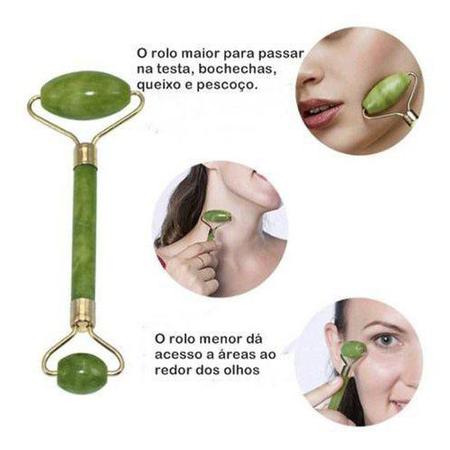 Imagem de Massagem Facial Anti Rugas Rolo Pedra De Jade + Placa Gua Sha Para Rosto Lifting Para Skin Care