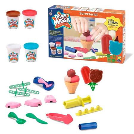 Massinha de Modelar - Diver Massa - Sorveteria - 4 Potes - Divertoys