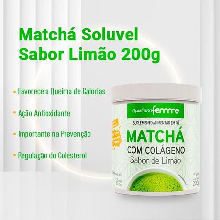 Imagem de Matchá Solúvel Sabor Limão 200g Femme - ApisNutri