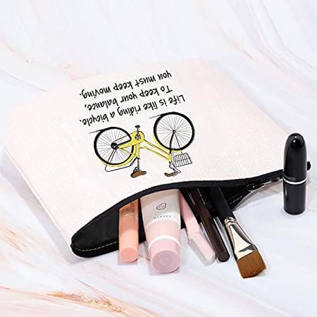 Imagem de MBMSO Bicycle Gifts Cosmetic Bag Bicycle Makeup Bag Life is Like Riding a Bicycle Zipper Pouch Cyclist Gifts Cycling Toiletry Bag Organizer Bag (A vida é como andar em um saco de bicicleta)