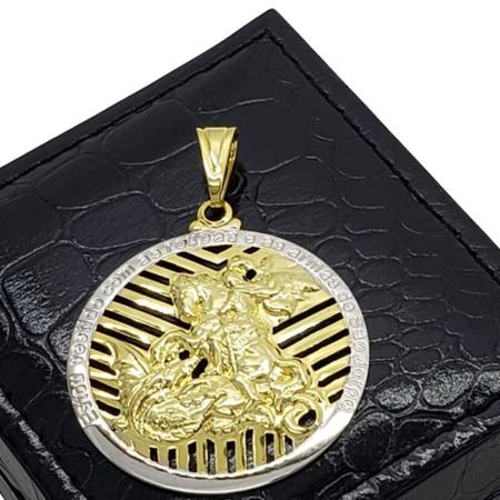 Imagem de Medalha De São Jorge Alto Revelo E Inscrição Banho De Ouro 18k 4321