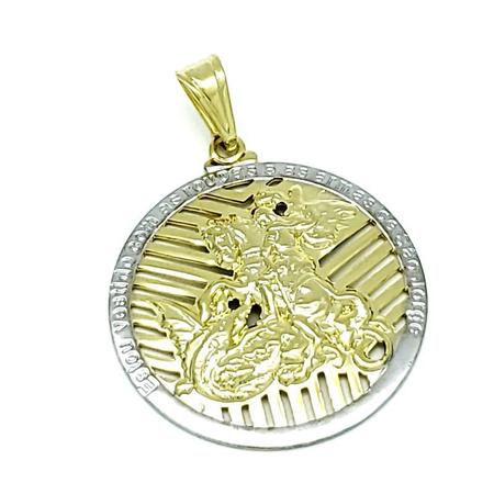 Imagem de Medalha De São Jorge Alto Revelo E Inscrição Banho De Ouro 18k 4321