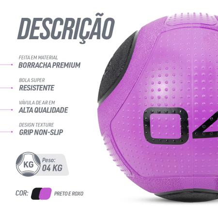 Imagem de Medicine Ball bola de borracha inflável treino funcional 4kg