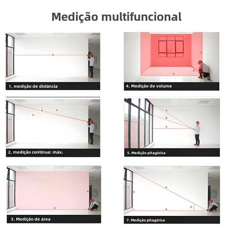 Imagem de Medidor de Distância a Laser de Longo Alcance (40m/50m/120m) - Fita Métrica Digital