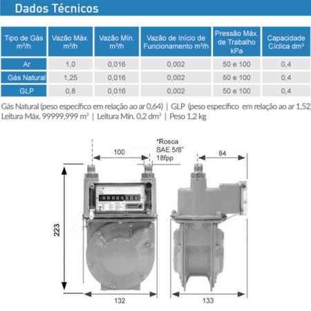 Imagem de Medidor De Gás Glp E Gn Lao 0.6 Pressão Máxima 50kpa