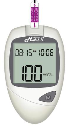 Imagem de Medidor de Glicose Diabete Digital Ok Meter + Tiras Reagentes c/ 50 Unidades Match II - Ok Meter