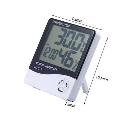 Imagem de Medidor de umidade / temperatura digital / Relógio  -- Termo higrômetro -- HTC-1 