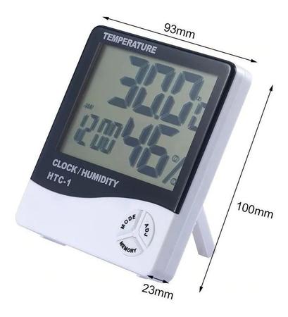 Imagem de Medidor Umidade Higrômetro Digital Temperatura Relógio Termo