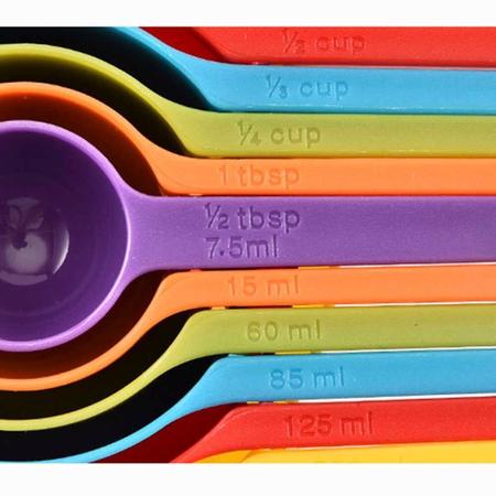 Imagem de Medidores de Cozinha de Encaixar Kit 6 Medidores Cozinha Coloridos Colher Sopa Copo Dosadora Bolos