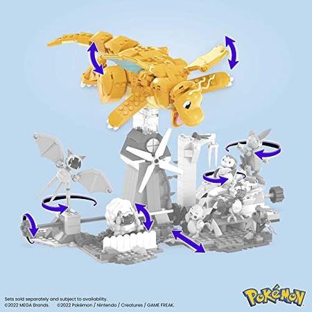 Imagem de MEGA Pokemon Kids Construindo brinquedos, Dragonite Construível E Posable Figura De Grande Escala Com Tijolo de Movimento Para Built-In Movimento
