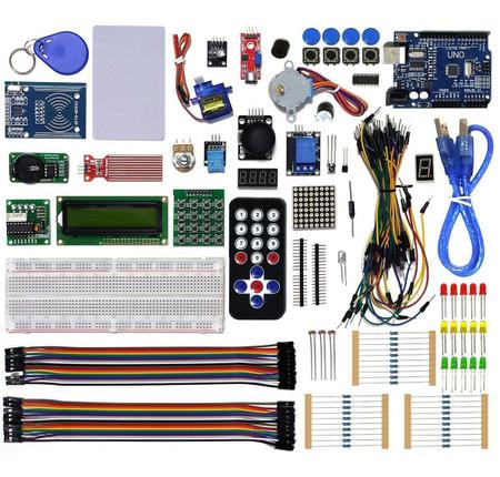 Imagem de Mega Starter Kit Iniciante Para Arduino Robotica com Placa Uno Protoboard 830 Kit Rfid Mais De 200 Peças Completo