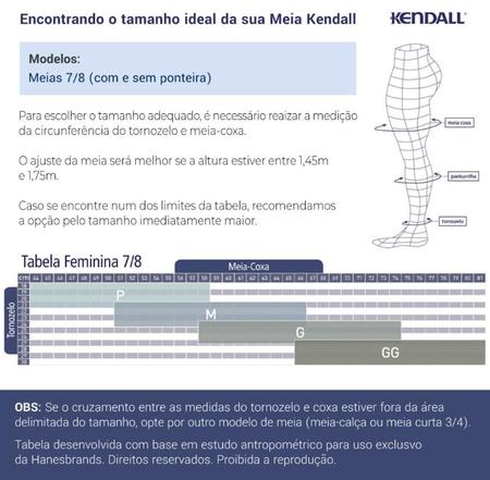 Imagem de Meia 7/8 sem Ponteira Alta Compressão Varizes Inchaço 20-30 mmHg Kendall