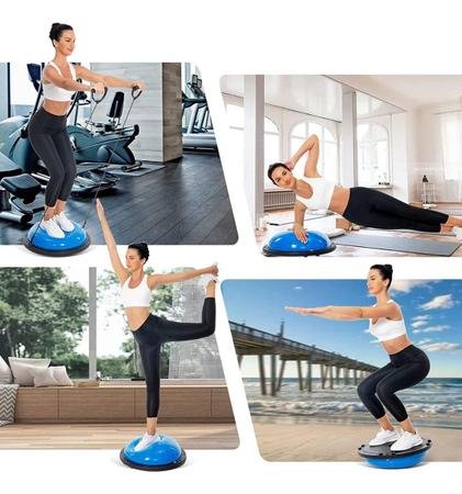 Imagem de Meia Bola Ginástica Com Bomba Alças Pilates Yoga Step Suíça