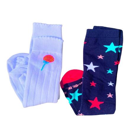 Meia Infantil 3/4 Cano Alto Colorida Kit Menina - bRISK Imagem de Meia Infantil 3/4 Cano Alto Colorida Kit Menina
