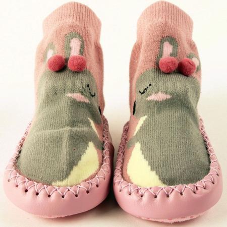Imagem de Meia Sapato para Bebê Solado Antiderrapante - Estampa de Bichinhos
