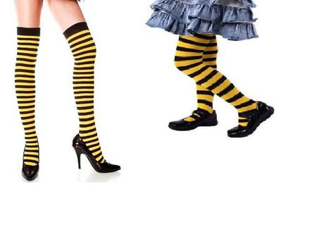 Meia Tal m e tal filha Meia e meia cal a listrada amarelo com