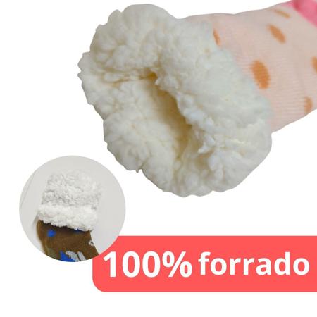 Imagem de Meia Térmica Forrada Lã Adulto Antiderrapante Frio Feminina