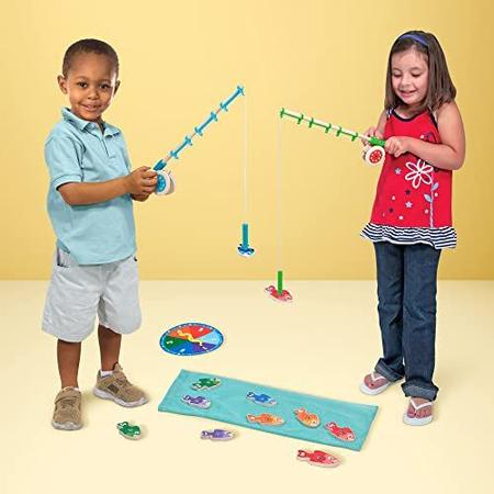 Melissa & Doug - Jogo de pesca magnético de madeira e quebra-cabeça co