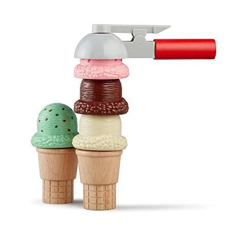 Brinquedo de sorvete, conjunto de jogo de balcão de sorvete de madeira para  crianças, brinquedo de