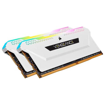 Imagem de Memória Corsair Vengeance RGB PRO SL, 32GB (2x16GB), 3200MHz, DDR4, CL16, Branco - CMH32GX4M2E3200C16W