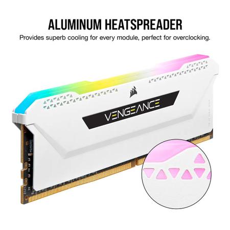 Imagem de Memória Corsair Vengeance RGB PRO SL, 32GB (2x16GB), 3200MHz, DDR4, CL16, Branco - CMH32GX4M2E3200C16W