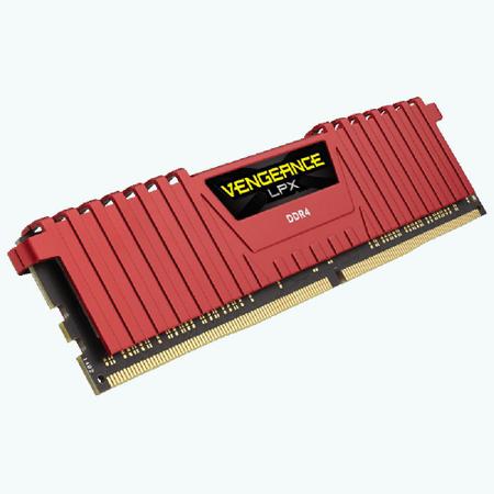 Imagem de Memória DDR4 - 8GB (1x 8GB) / 2.400MHz - Corsair Vengeance LPX Red - CMK8GX4M1A2400C16R