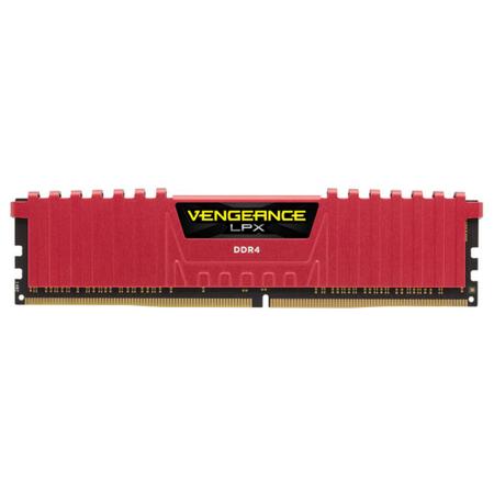 Imagem de Memória DDR4 - 8GB (1x 8GB) / 2.400MHz - Corsair Vengeance LPX Red - CMK8GX4M1A2400C16R