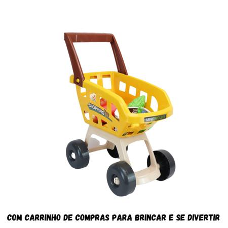 Imagem de Mercadinho Infantil Carrinho Brinquedo Com Luz Som 47 Peças