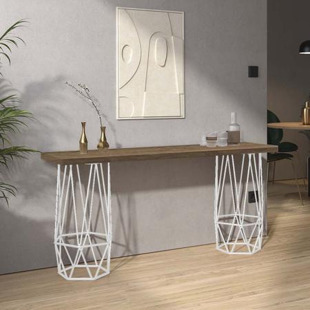 Mesa Aparador Buffet Balcão Caleb 170 cm Industrial Ferro Branco Tampo 100% MDF Rústico - Ahz Móveis - AHAZZO MÓVEIS Imagem de Mesa Aparador Buffet Balcão Caleb 170 cm Industrial Ferro Branco Tampo 100% MDF Rústico - Ahz Móveis