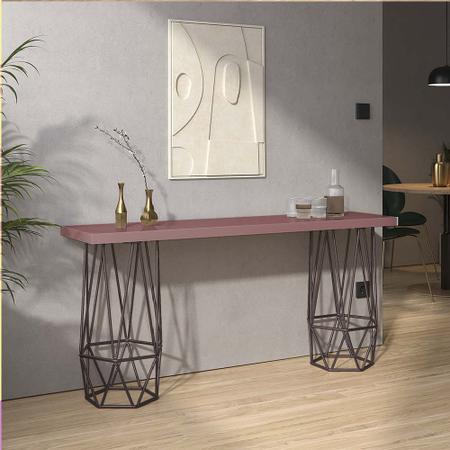 Mesa Aparador Buffet Balcão Caleb 90 cm Industrial Ferro Marrom Tampo 100% MDF Rosa - Ahz Móveis - AHAZZO MÓVEIS Imagem de Mesa Aparador Buffet Balcão Caleb 90 cm Industrial Ferro Marrom Tampo 100% MDF Rosa - Ahz Móveis