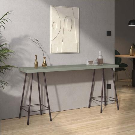 Imagem de Mesa Aparador Buffet Balcão Pam 150 cm Industrial Ferro Marrom Tampo 100% MDF Verde Oliva - Ahazzo Móveis