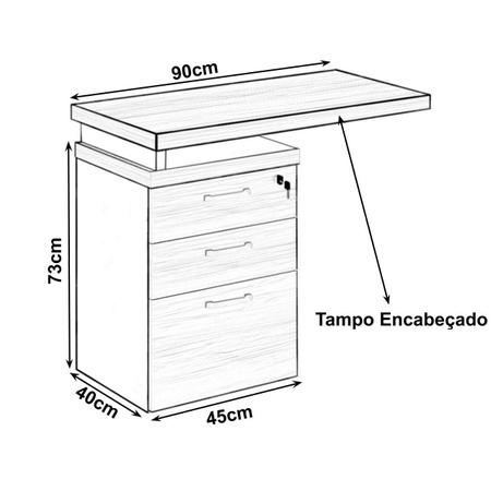 Imagem de Mesa AUXILIAR c/ 03 Gavetas Pedestal - WORK START - NOGAL SEVILHA/PRETO - 21421