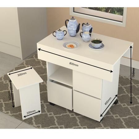 Conjunto de Mesa com 4 Bancos Nova Mobile B21.038 Branco SE