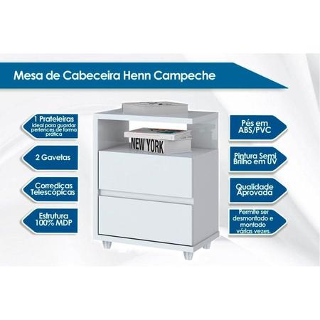 Imagem de Mesa Cabeceira Campeche c/ 2 Gavetas Off White - Henn