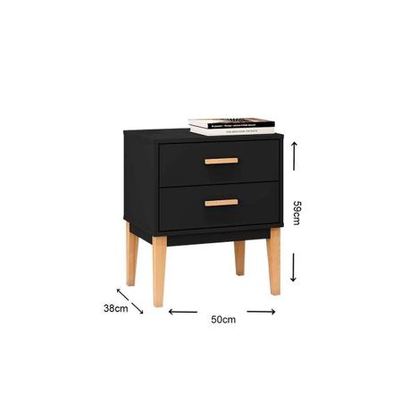 Imagem de Mesa Cabeceira Infantil LE 6007 c/ 2 Gavetas Preto - Movelbento