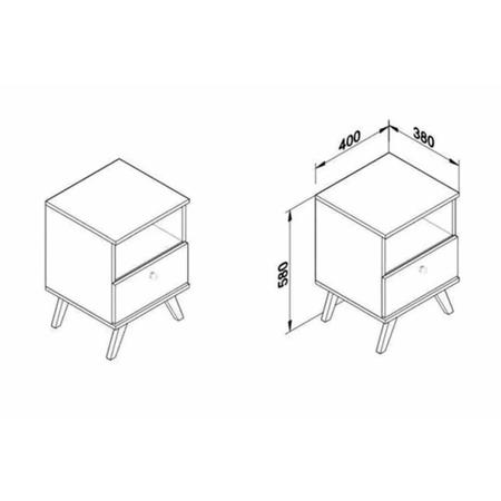 Imagem de Mesa Cabeceira RT3019 c/ 1 Gaveta Branco - Movelbento