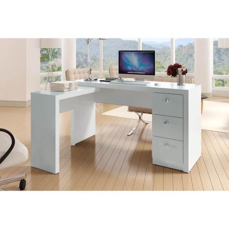 Imagem de Mesa Canto p/Escritório ME4101 c/ 3 Gavetas Branco - Tecno Mobili