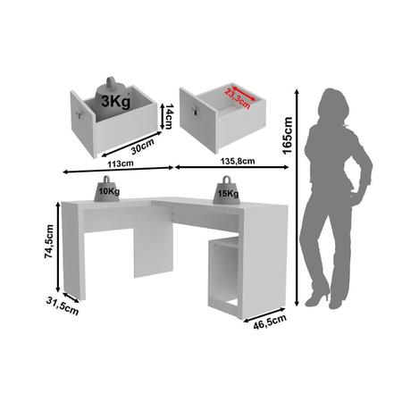 Imagem de Mesa Canto p/Escritório ME4129 c/ 2 Gavetas Nogal - Tecno Mobili