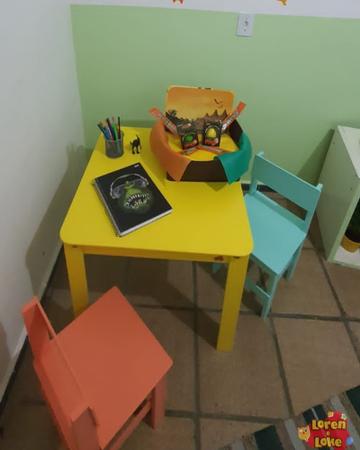 Imagem de Mesa com 1 cadeira infantil mdf indicada de 4 a 14 anos