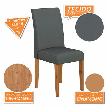 Imagem de Mesa Com 4 Cadeiras 1,36 Versalhes Cin/preto/cinza -  Móveis Arapongas