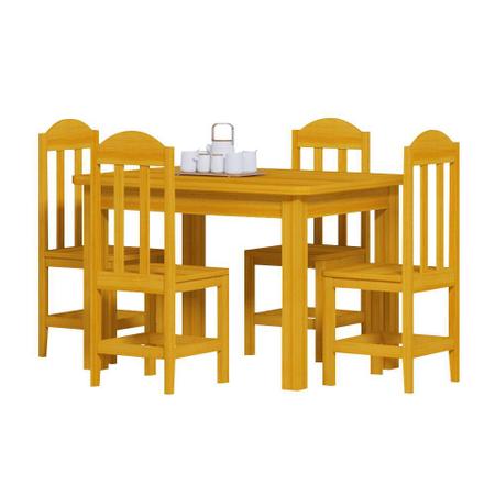 Imagem de Mesa Com 4 Cadeiras Para Cozinha 120 x 88 Madeira Maciça Cerejeira Nemargi