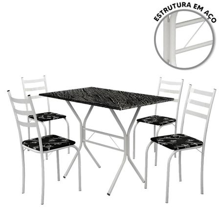 Mesa Com 4 Cadeiras Para Cozinha Preto Palmas Shop JM