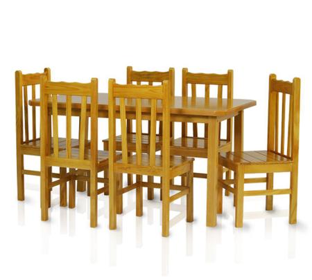 Imagem de Mesa Com 6 Cadeiras de Madeira Maciça 160x80 Bonacor A Cerejeira