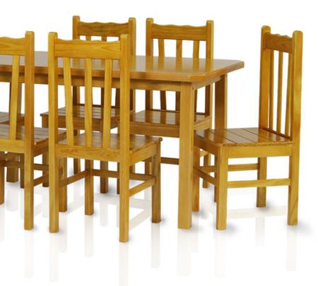 Imagem de Mesa Com 6 Cadeiras de Madeira Maciça 160x80 Bonacor A Cerejeira