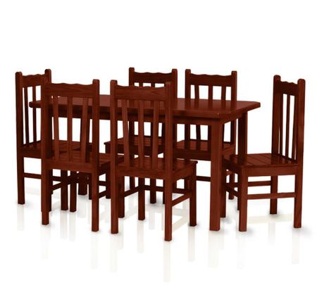 Imagem de Mesa Com 6 Cadeiras de Madeira Maciça 160x80 Bonacor A Mogno