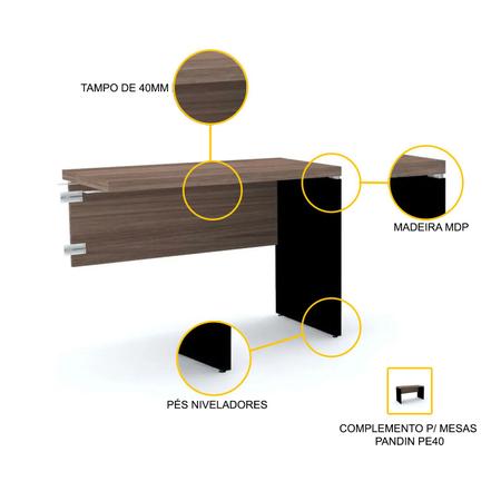 Imagem de Mesa complemento 90x45 pandin pe40 - walnut